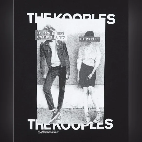 THE KOOPLES Graphic Hoodie With Couple And Logo black designer